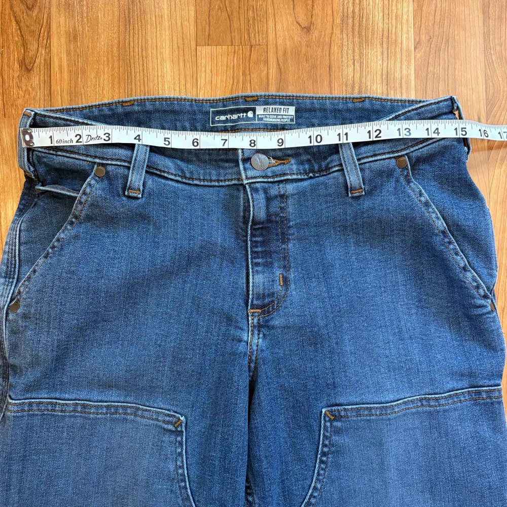 Carhartt Relaxed Fit Double Front Utility Jeans Denim 105110-H97 Womens 8 Short - Picture 5 of 10